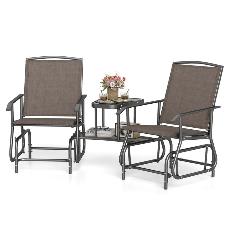 2-Seater Outdoor Glider Bench with Center Table by DirectDeals