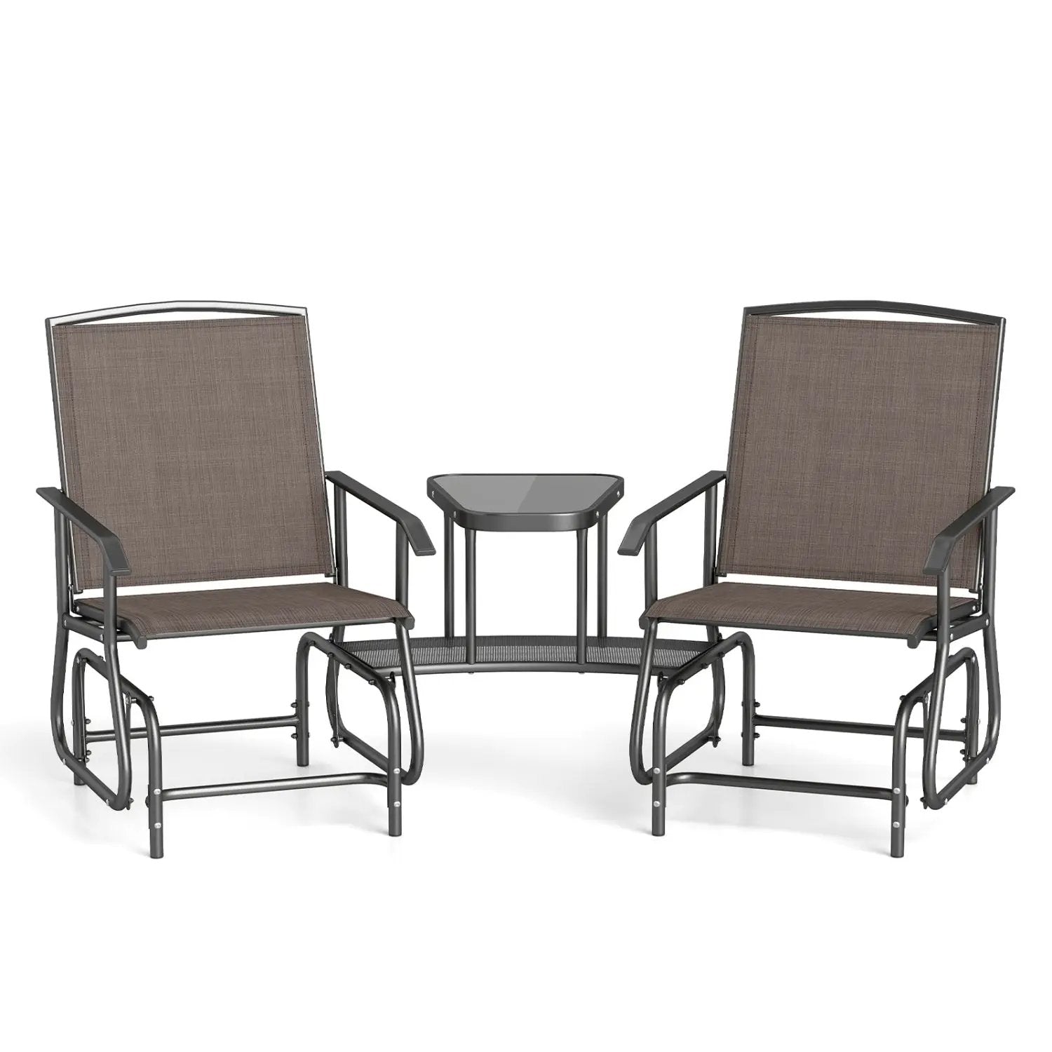2-Seater Outdoor Glider Bench with Center Table by DirectDeals