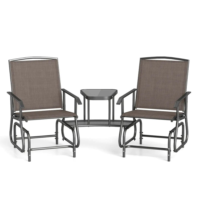 2-Seater Outdoor Glider Bench with Center Table by DirectDeals