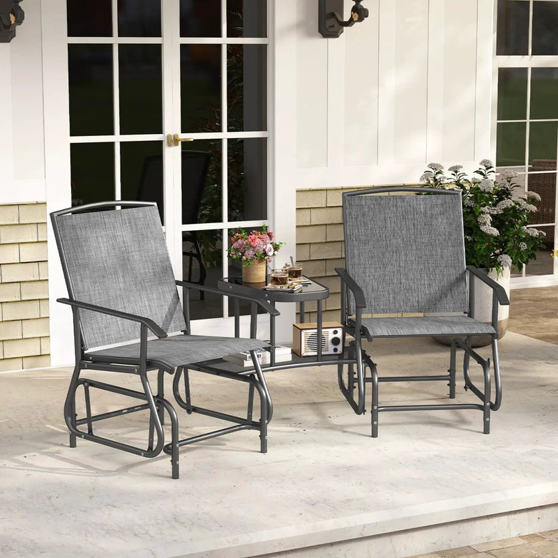 2-Seater Outdoor Glider Bench with Center Table by DirectDeals
