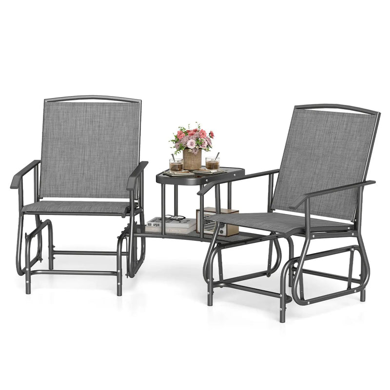 2-Seater Outdoor Glider Bench with Center Table by DirectDeals