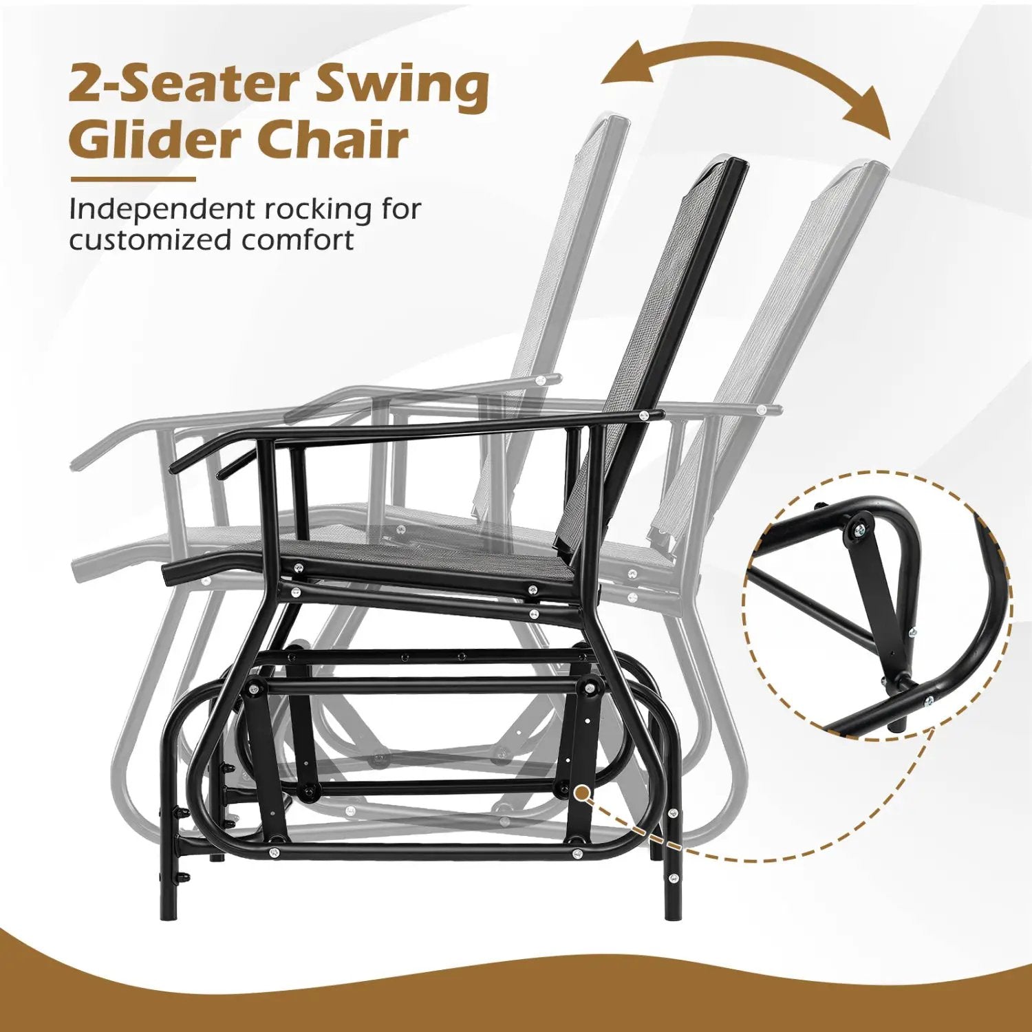 2-Seater Outdoor Glider Bench with Center Table by DirectDeals