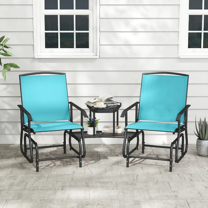 2-Seater Outdoor Glider Bench with Center Table by DirectDeals