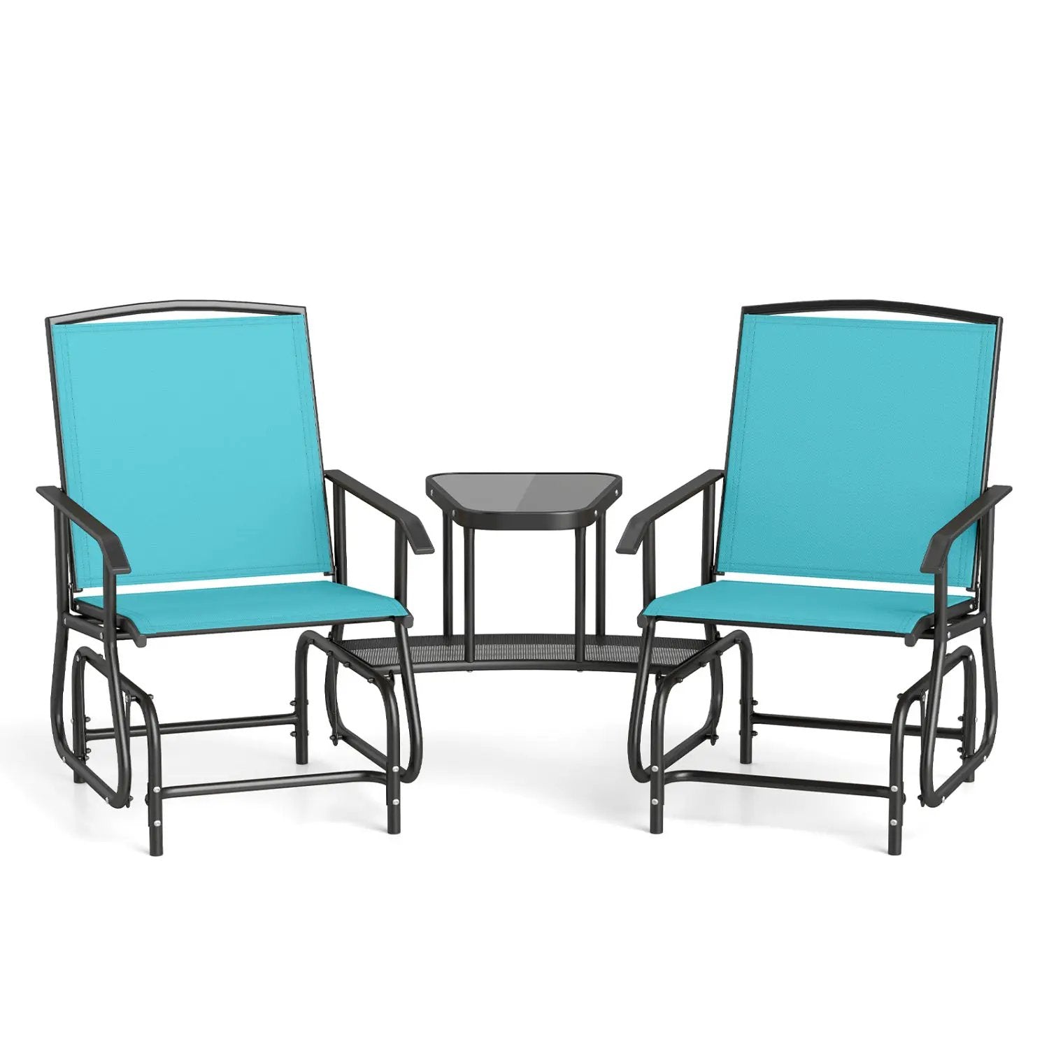 2-Seater Outdoor Glider Bench with Center Table by DirectDeals