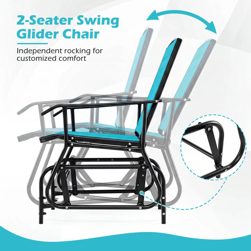 2-Seater Outdoor Glider Bench with Center Table by DirectDeals