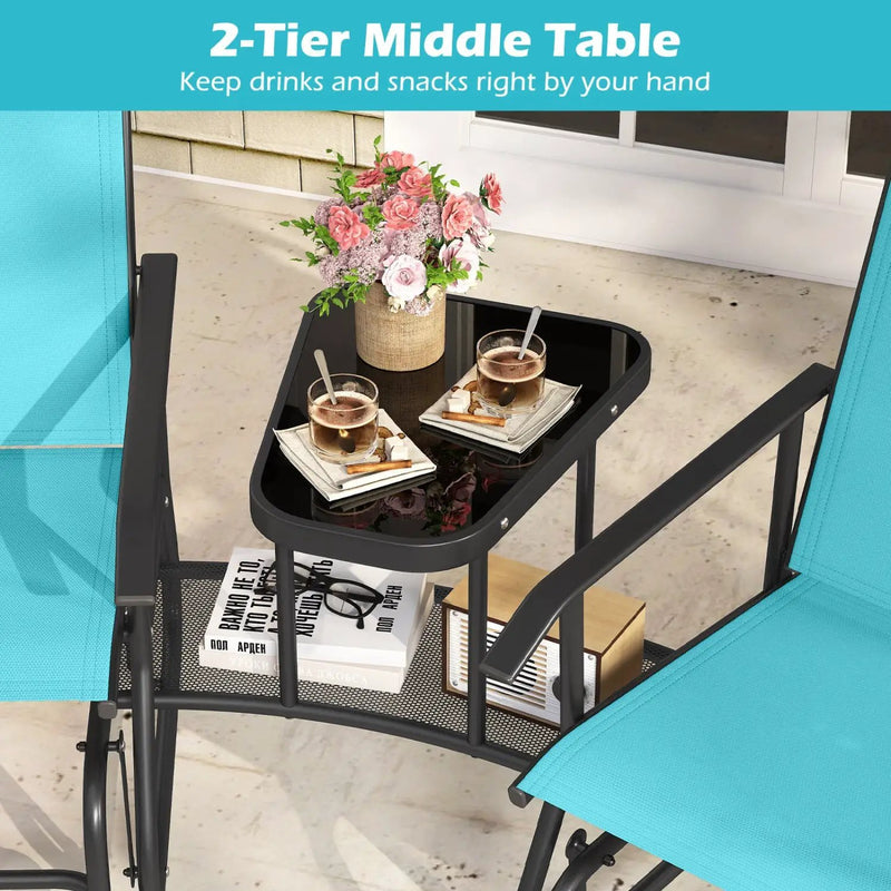 2-Seater Outdoor Glider Bench with Center Table by DirectDeals
