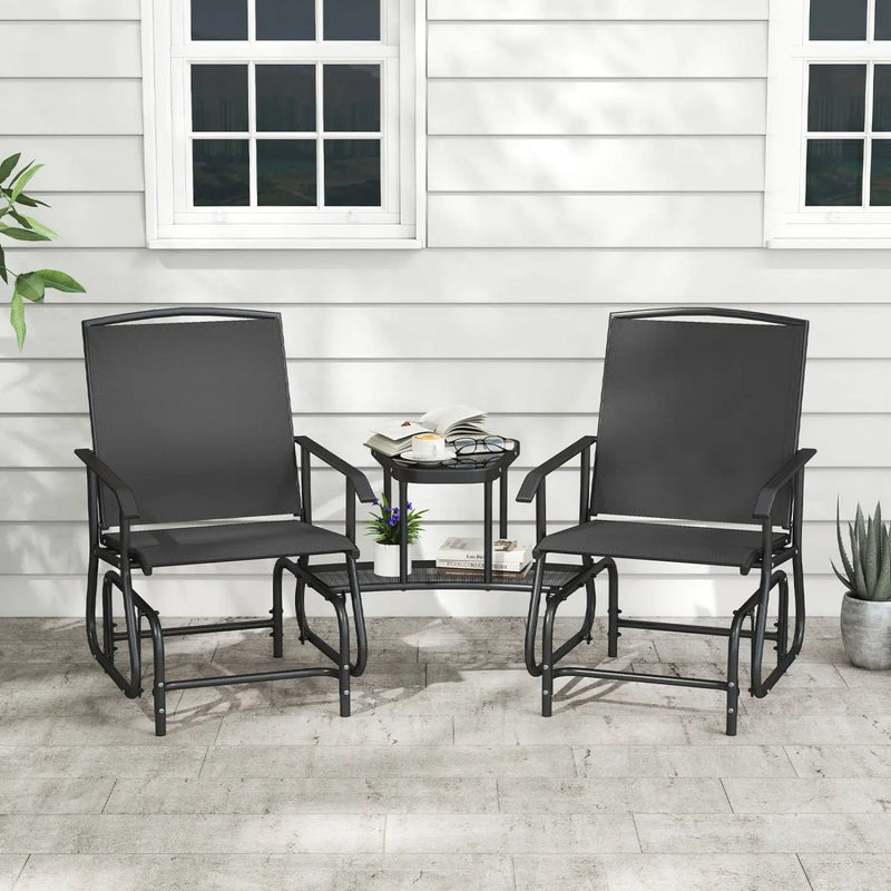 2-Seater Outdoor Glider Bench with Center Table by DirectDeals