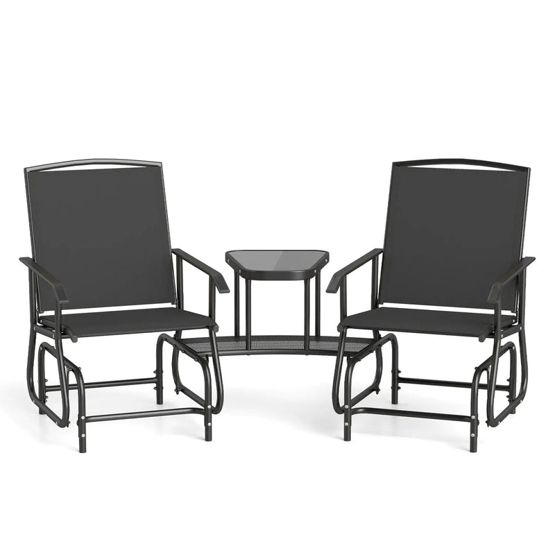 2-Seater Outdoor Glider Bench with Center Table by DirectDeals
