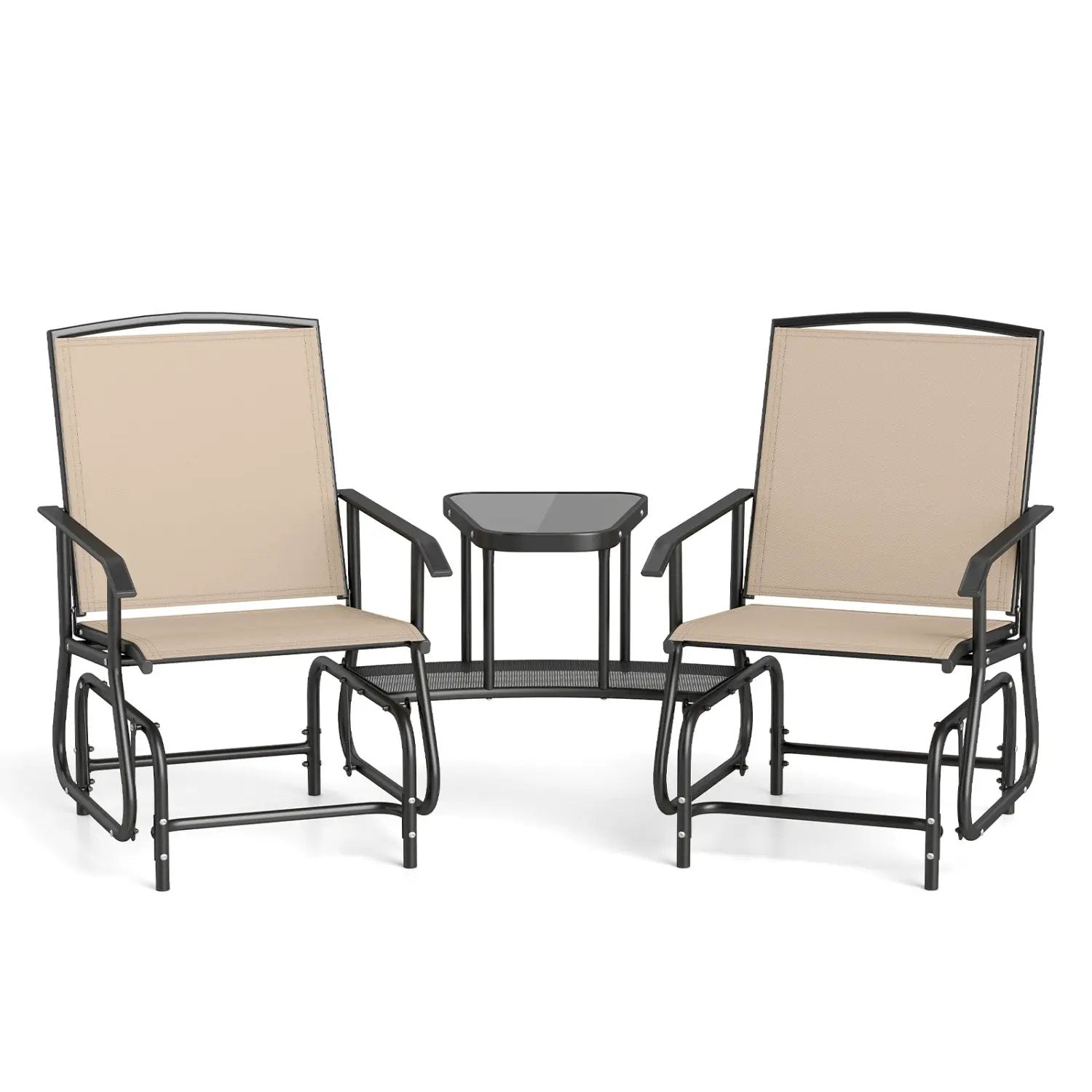 2-Seater Outdoor Glider Bench with Center Table by DirectDeals
