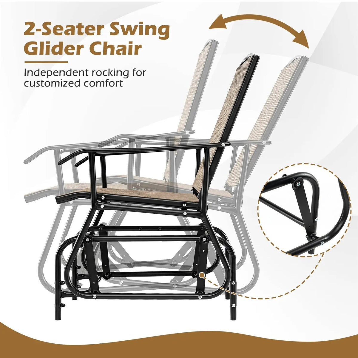 2-Seater Outdoor Glider Bench with Center Table, photo 14 of 16