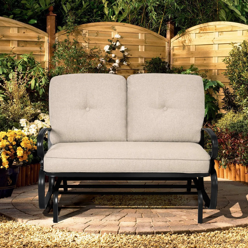 2 Seats Outdoor Swing Glider Chair with C by DirectDeals