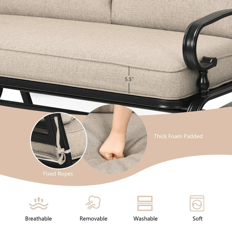 2 Seats Outdoor Swing Glider Chair with C by DirectDeals