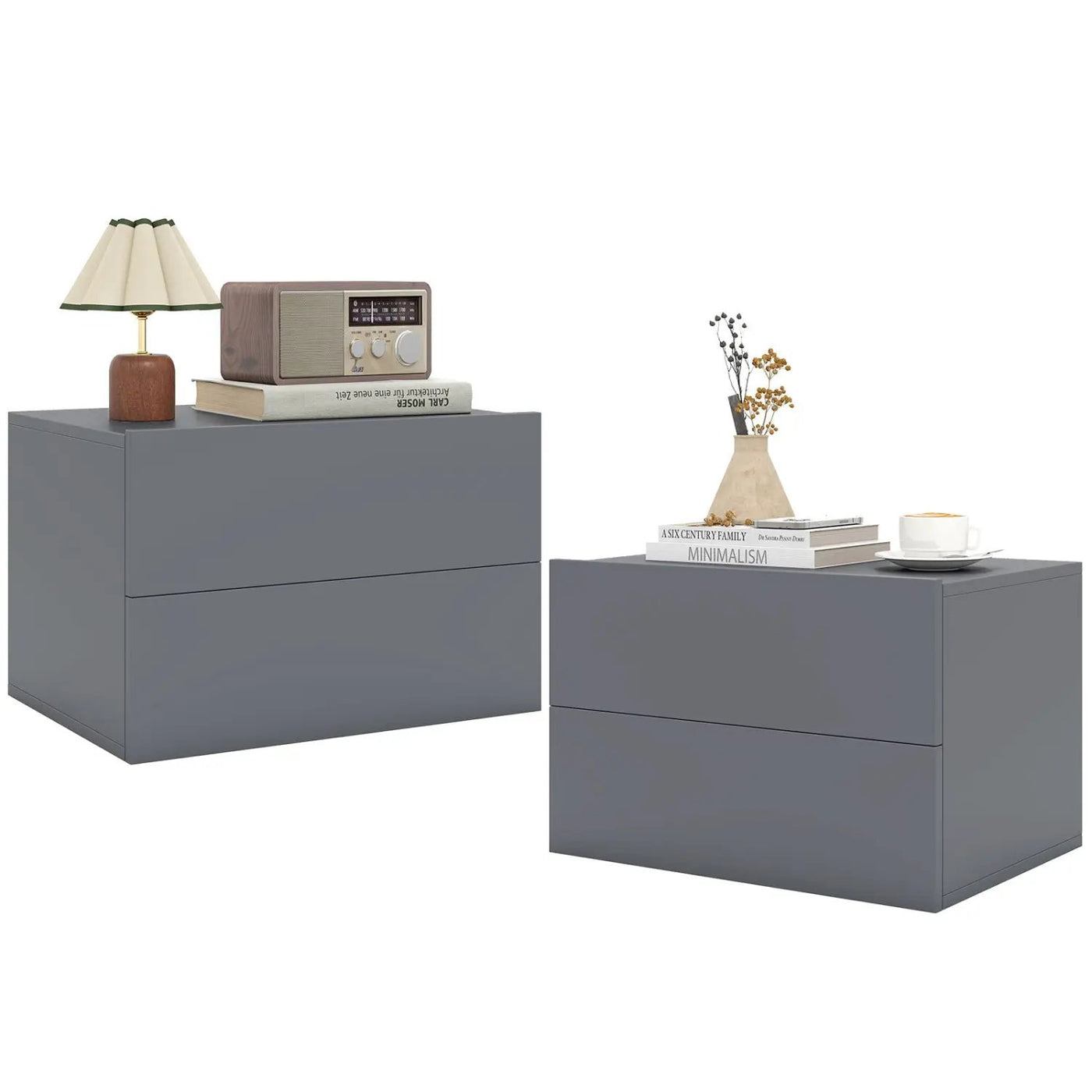 Wall Mounted Floating Nightstand with 2 Drawers by DirectDeals