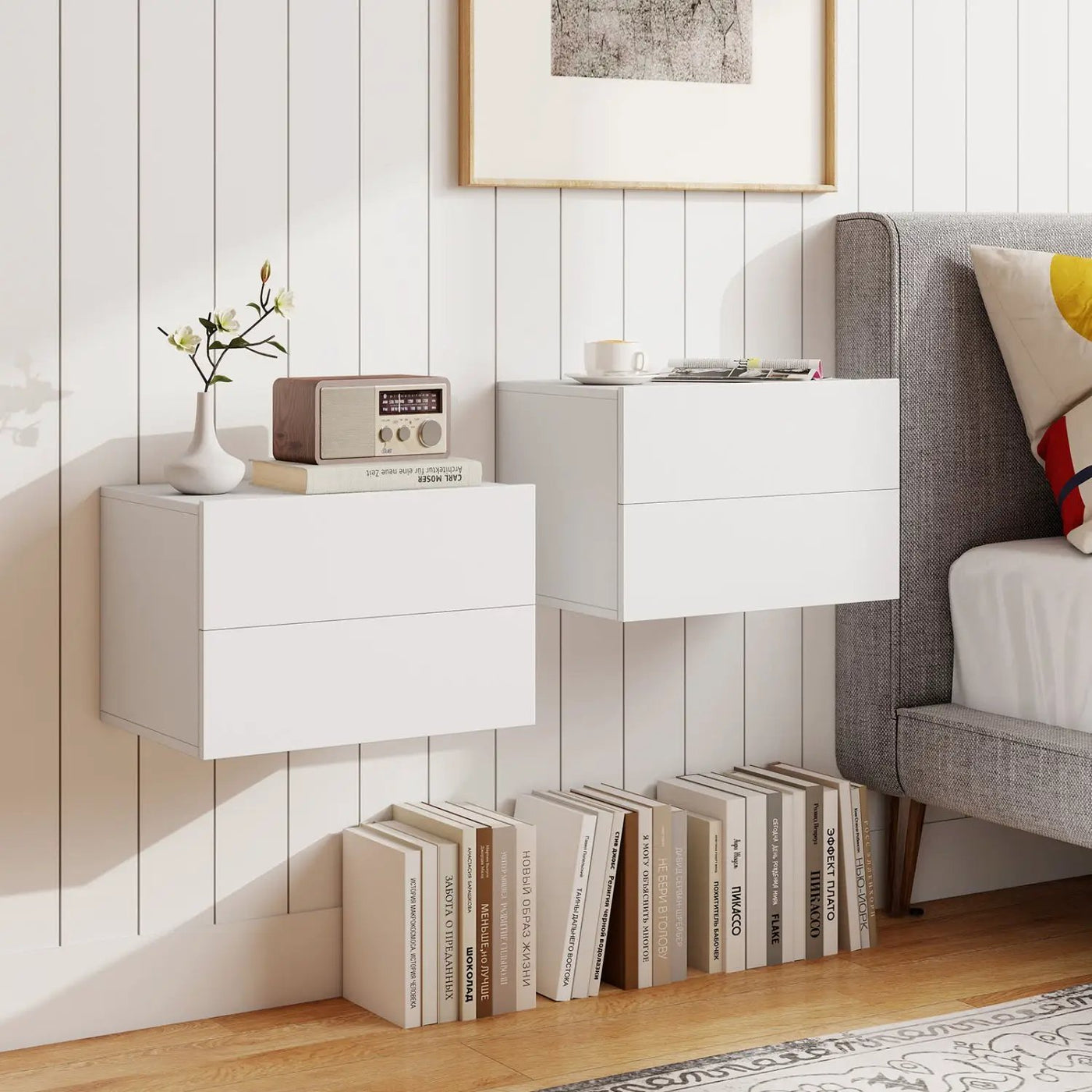 Wall Mounted Floating Nightstand with 2 Drawers by DirectDeals