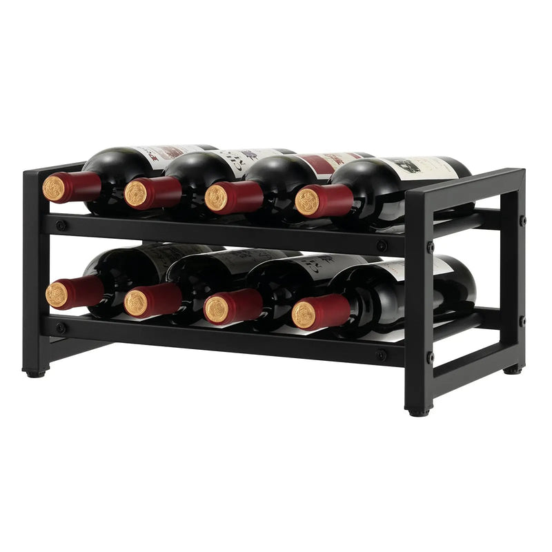 2-Tier 8-Bottle Display Wine Rackwith Adjustable Foot Pads by DirectDeals