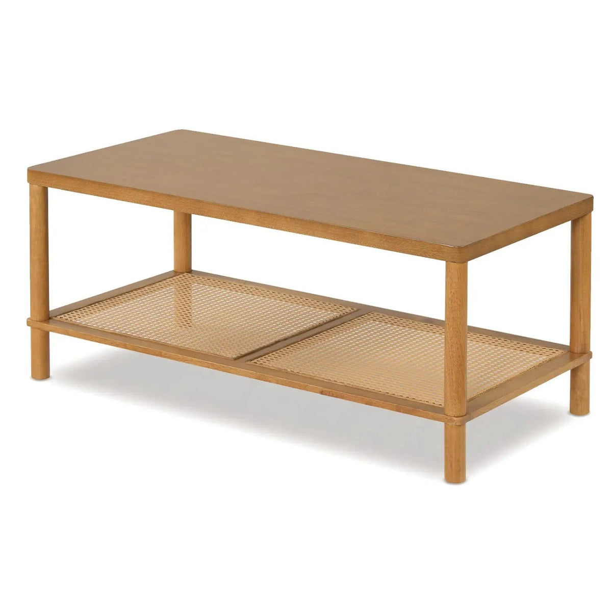 2-Tier Boho Coffee Table with Rattan Storage Shelf, photo 12 of 24
