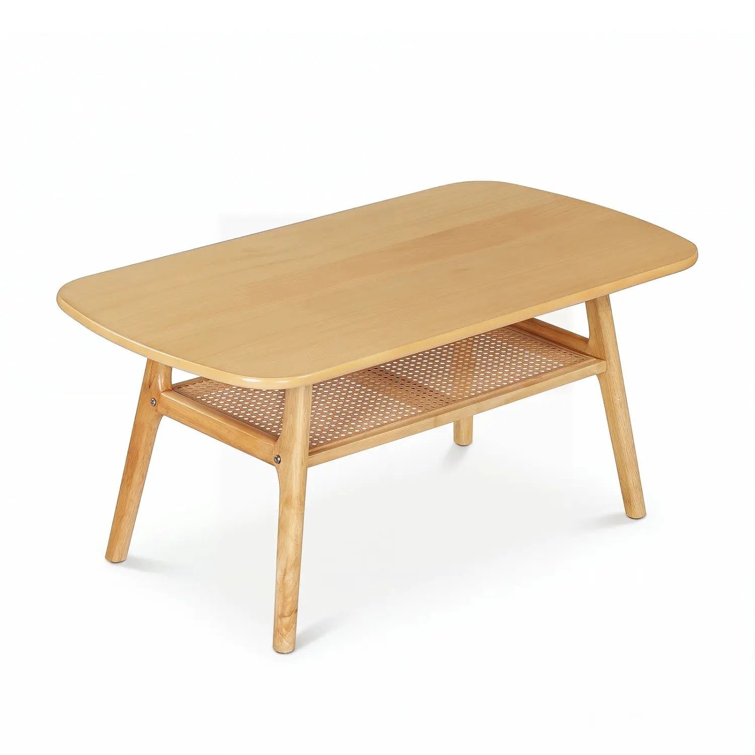 2-Tier Rattan Coffee Table with Rounded Corners by DirectDeals