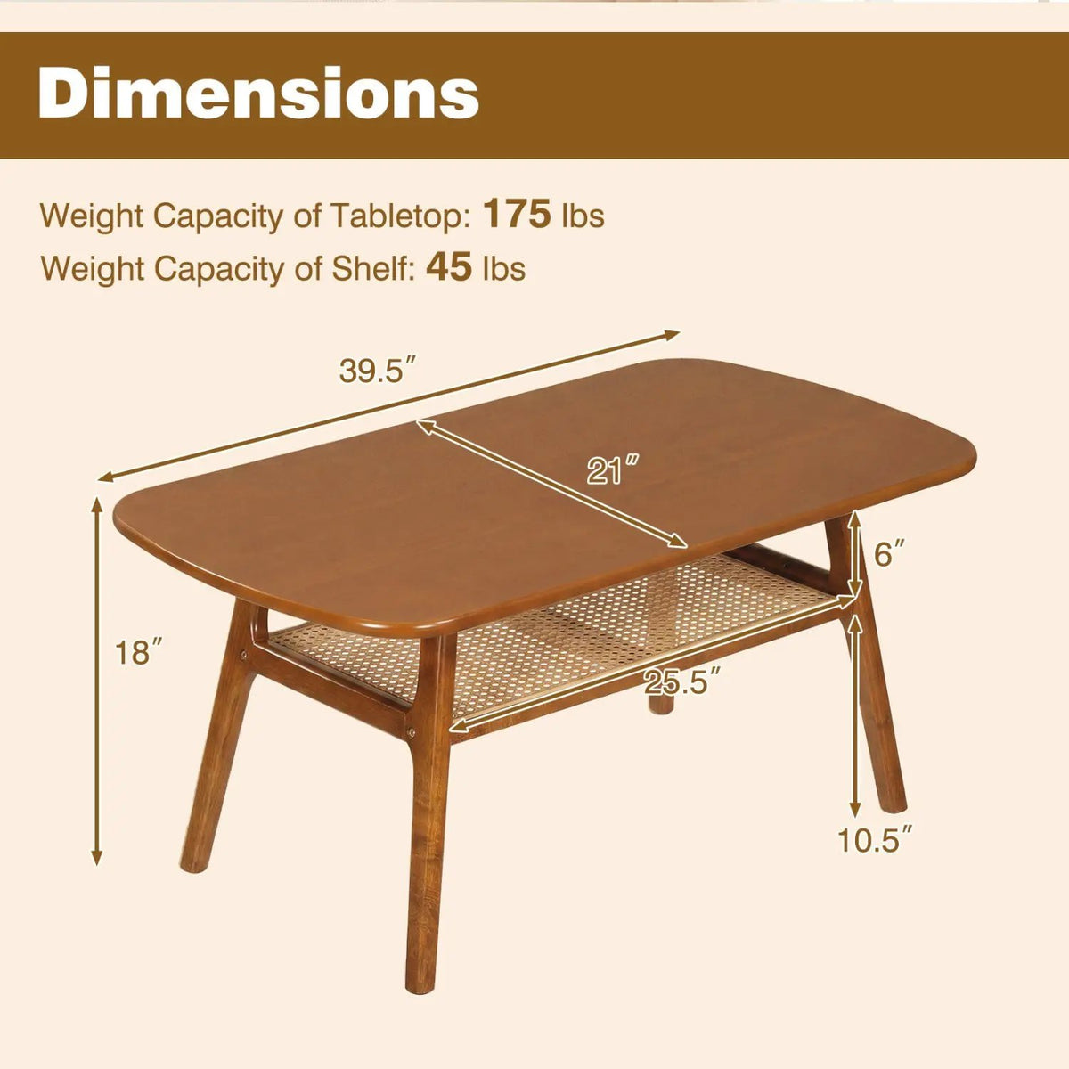 2-Tier Rattan Coffee Table with Rounded Corners, photo 5 of 16