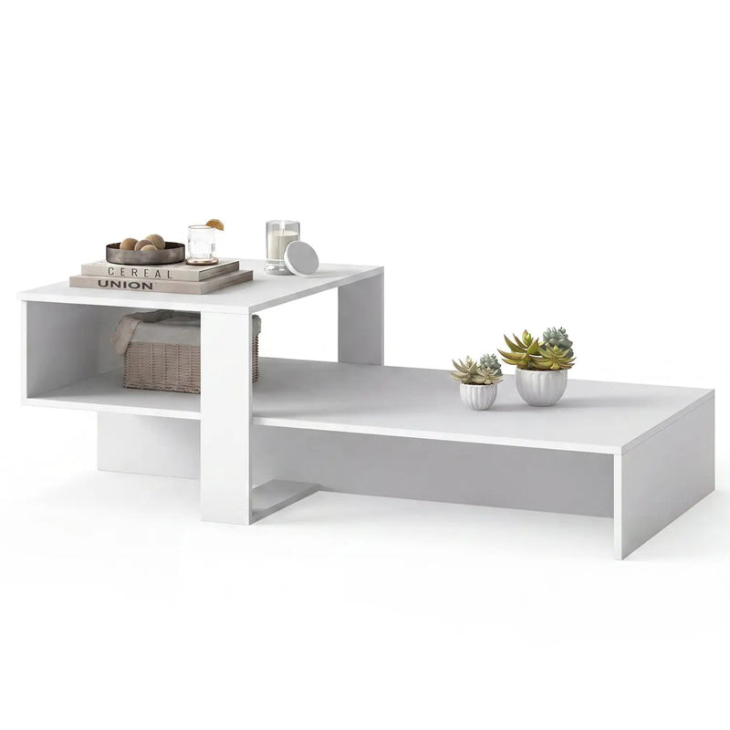 2-Tier Coffee Table with Open Storage Shelf by DirectDeals