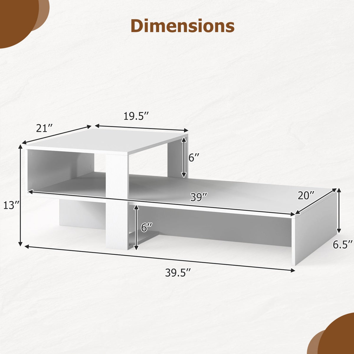 2-Tier Coffee Table with Open Storage Shelf, photo 29 of 32