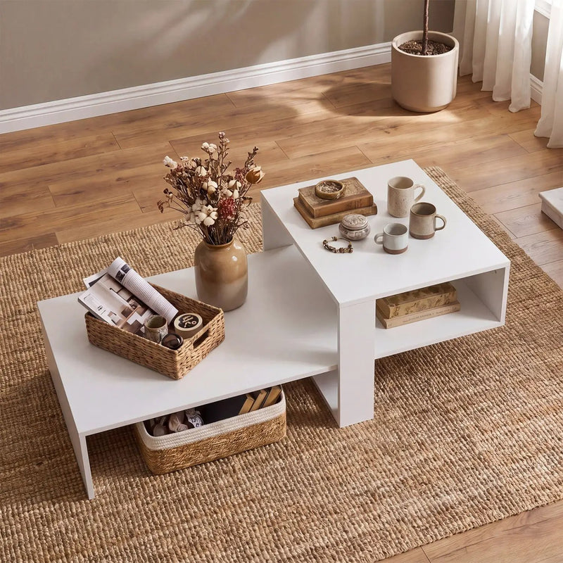 2-Tier Coffee Table with Open Storage Shelf by DirectDeals