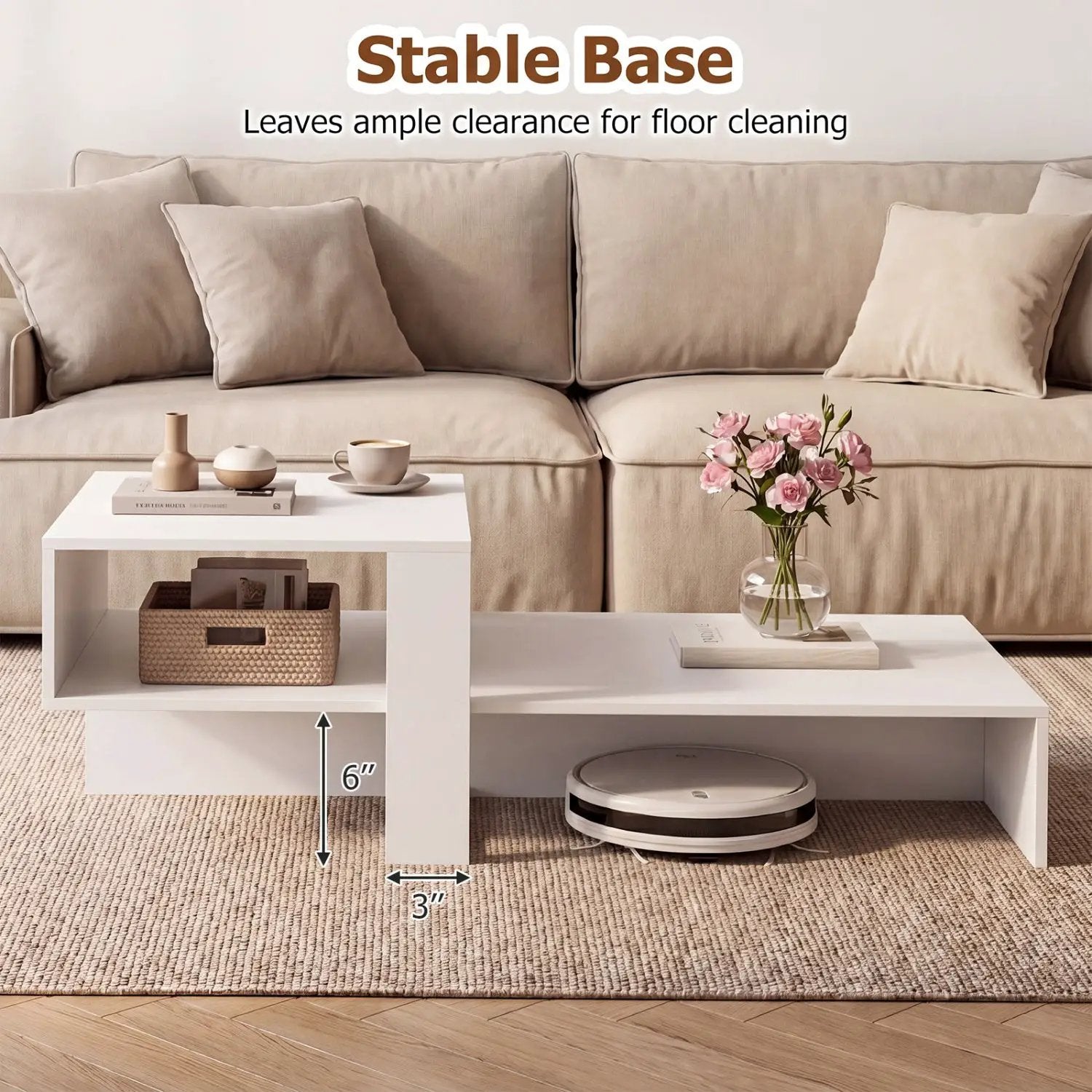 2-Tier Coffee Table with Open Storage Shelf by DirectDeals
