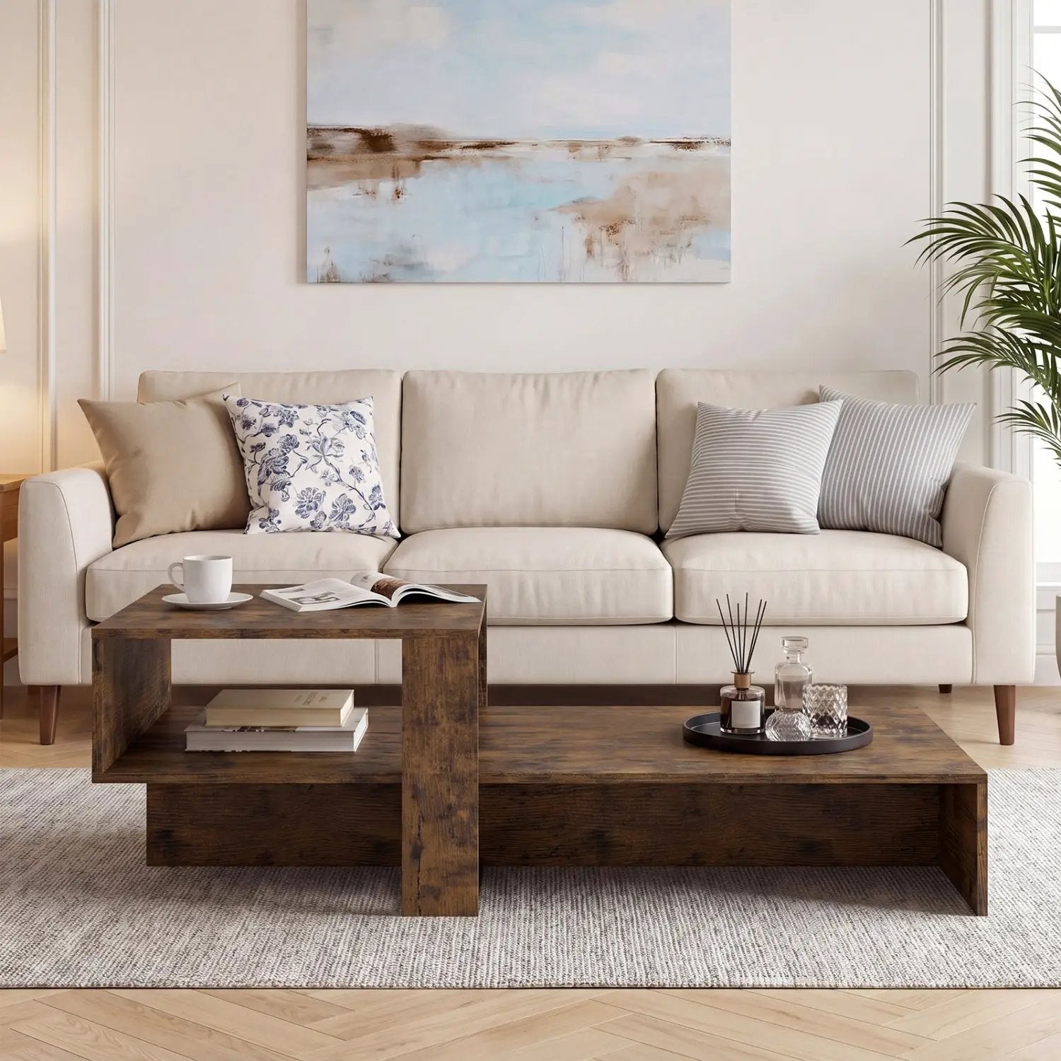 2-Tier Coffee Table with Open Storage Shelf by DirectDeals
