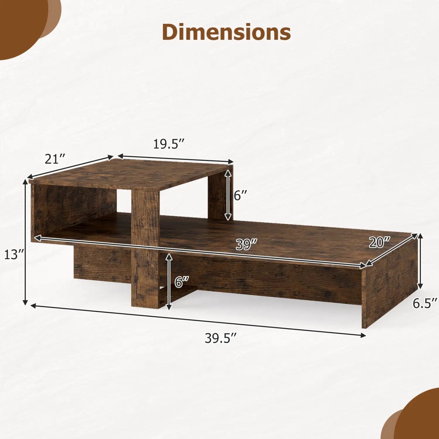 2-Tier Coffee Table with Open Storage Shelf by DirectDeals