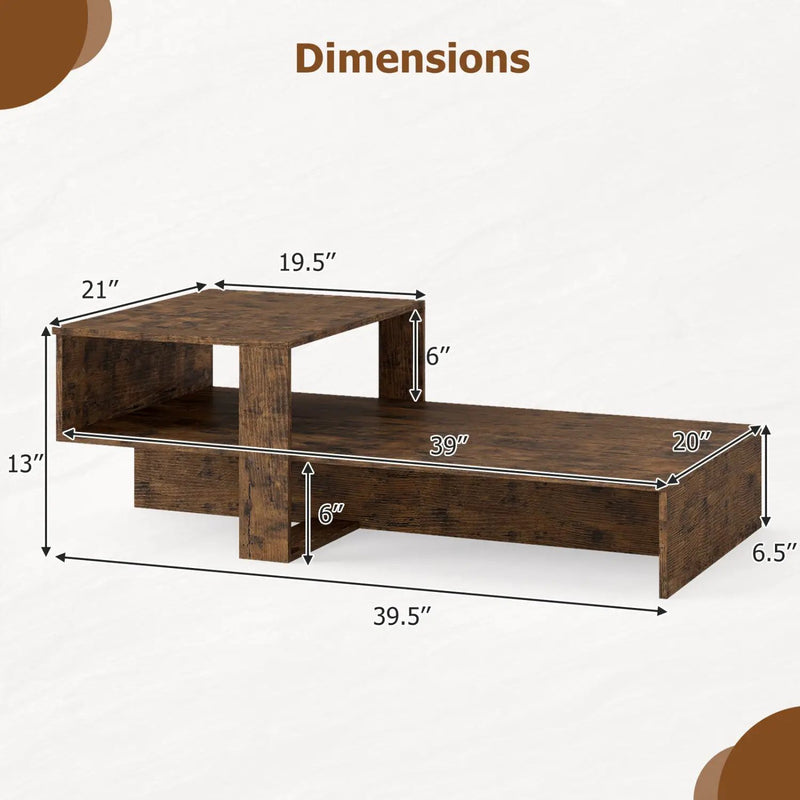2-Tier Coffee Table with Open Storage Shelf by DirectDeals
