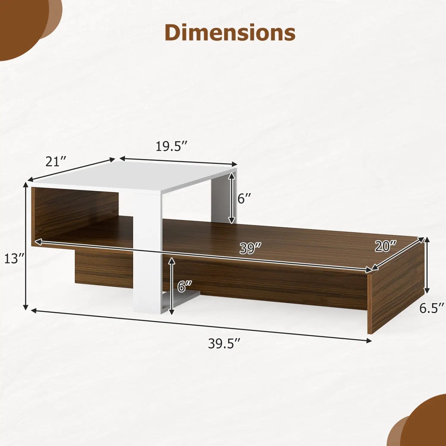 2-Tier Coffee Table with Open Storage Shelf by DirectDeals