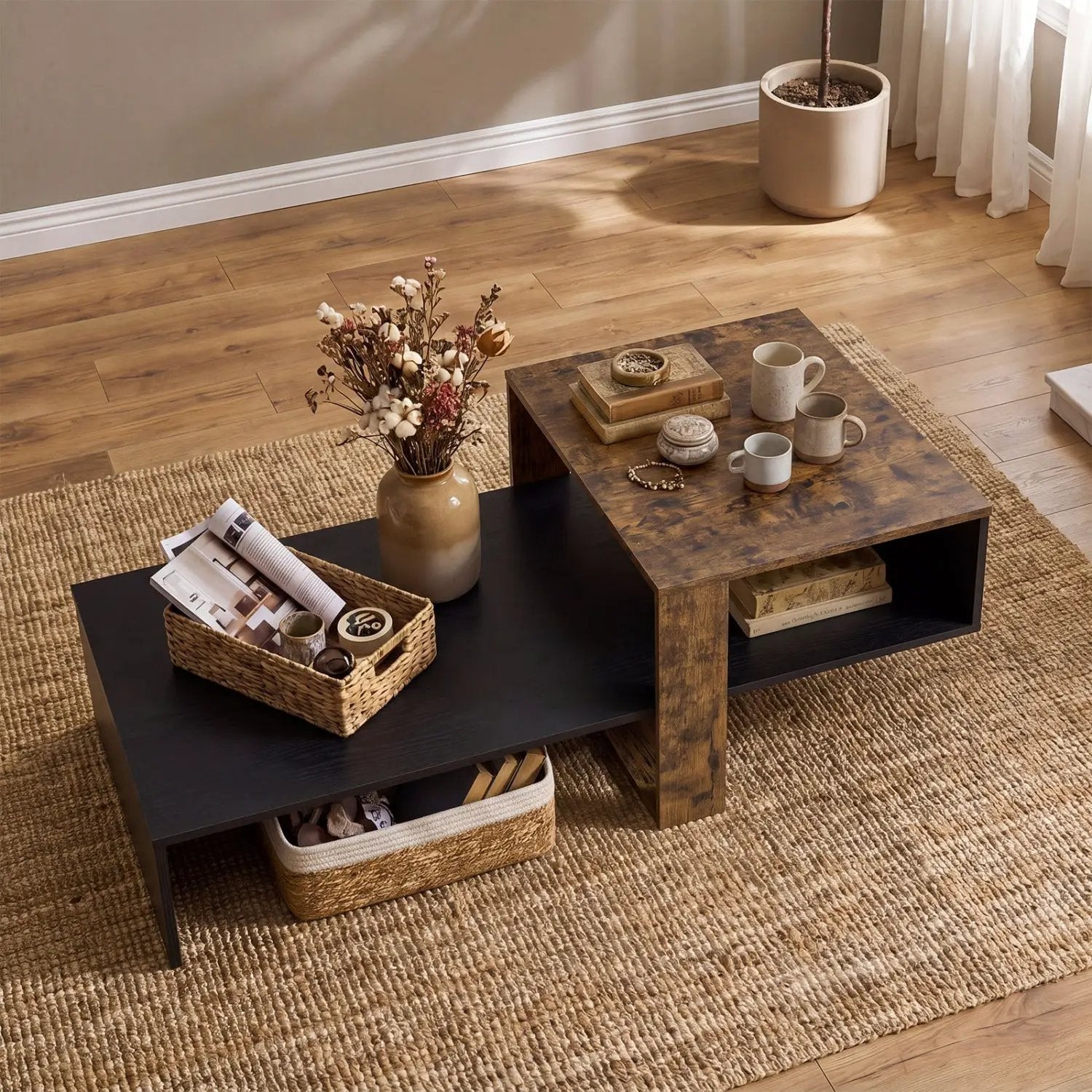 2-Tier Coffee Table with Open Storage Shelf by DirectDeals