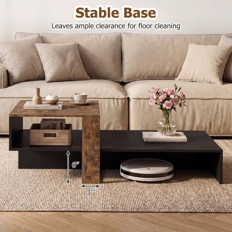 2-Tier Coffee Table with Open Storage Shelf by DirectDeals