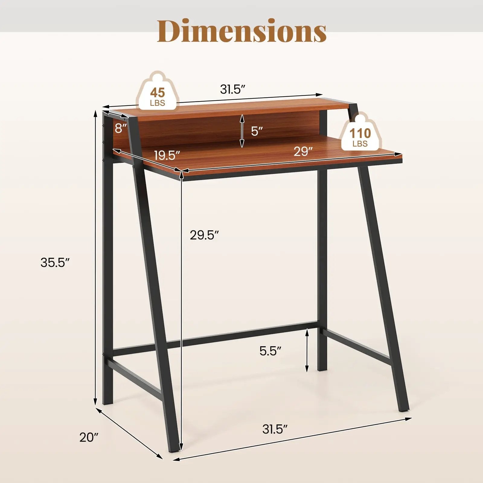 2 Tier Computer Desk PC Laptop Table Study Writing Home Office Workstation New by DirectDeals