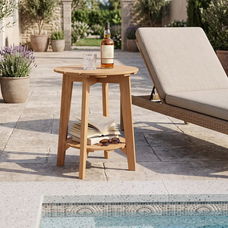 2-Tier Eucalyptus Wood Side Table with Storage Shelf by DirectDeals