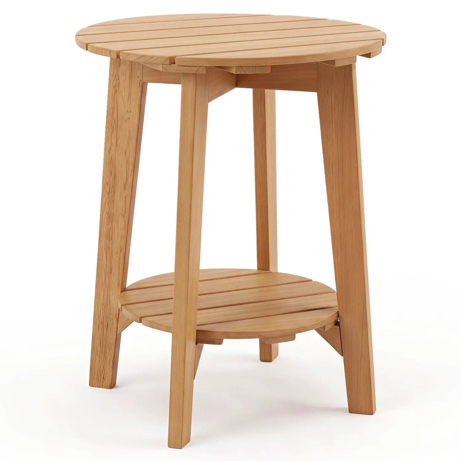 2-Tier Eucalyptus Wood Side Table with Storage Shelf by DirectDeals