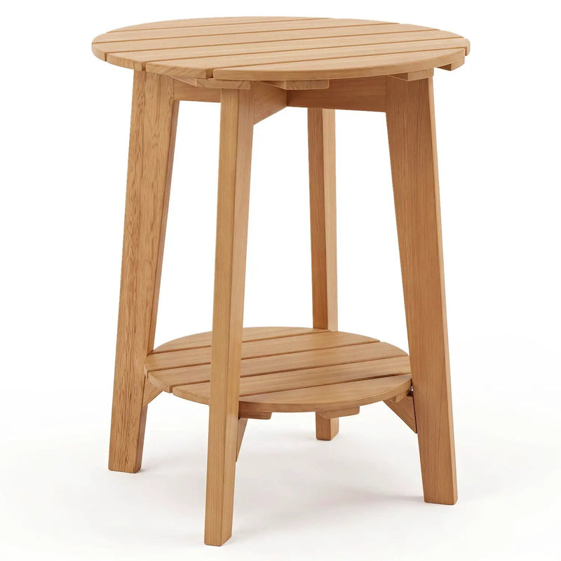 2-Tier Eucalyptus Wood Side Table with Storage Shelf by DirectDeals
