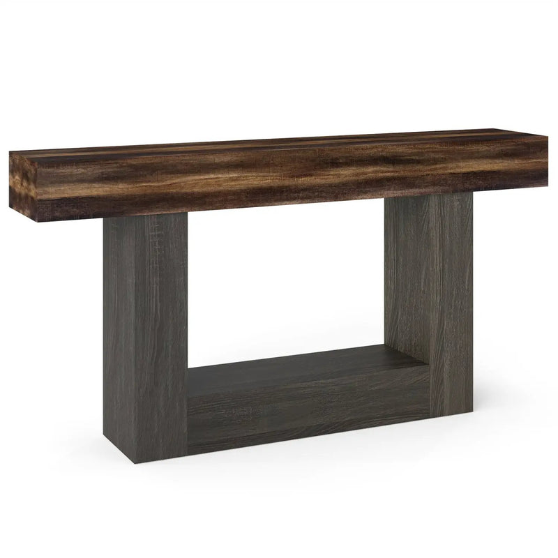 2-Tier Farmhouse Console Table 63" Long with Storage Shelf by DirectDeals