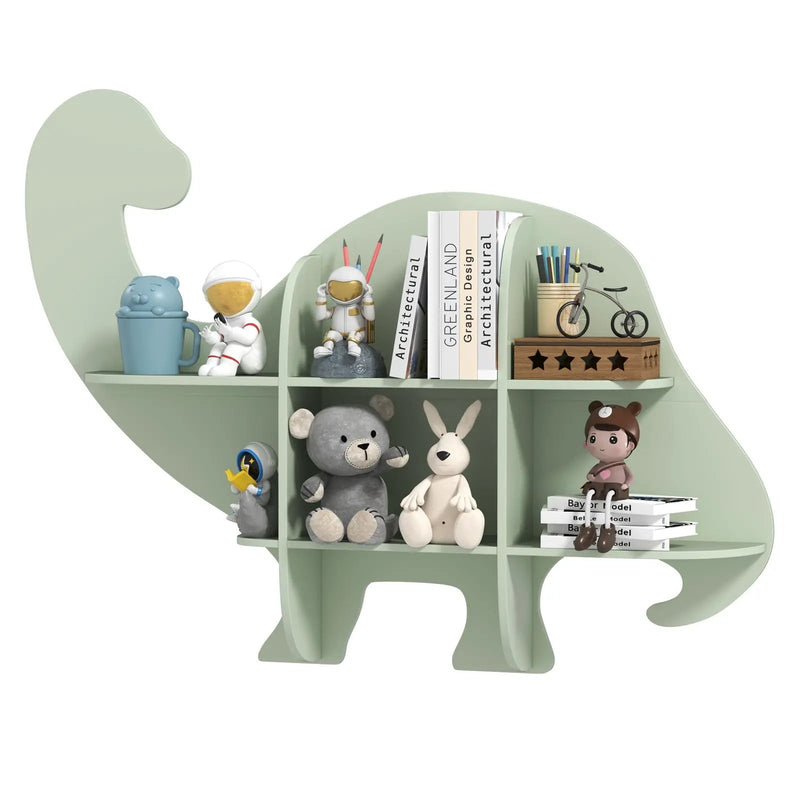 2-Tier Floating Dinosaur Kids Bookshelf for Children-Green by DirectDeals