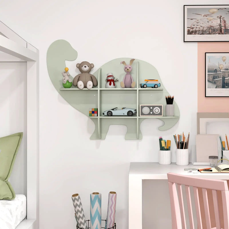 2-Tier Floating Dinosaur Kids Bookshelf for Children-Green by DirectDeals