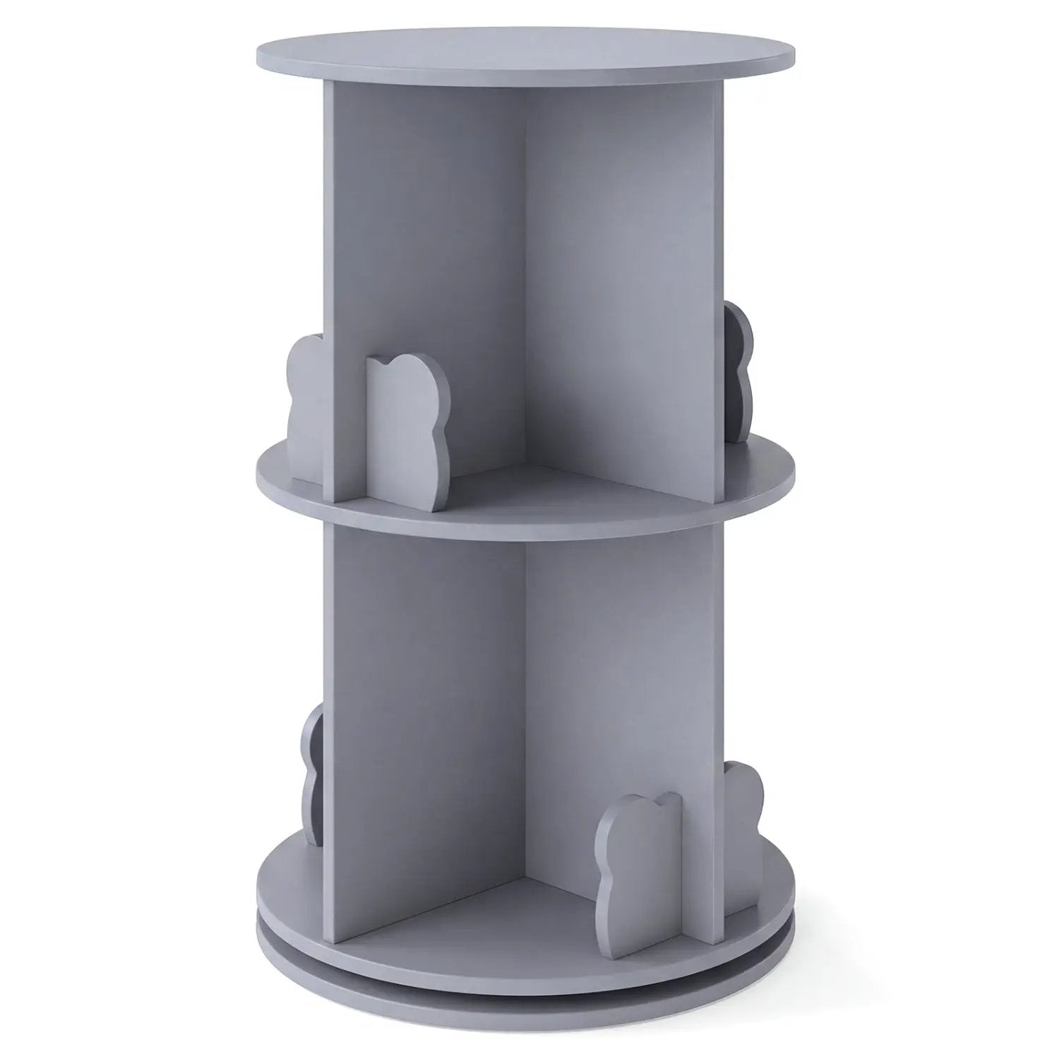 Kids Rotating Bookshelf 2-Tier Storage Rack with Bear Baffles by DirectDeals
