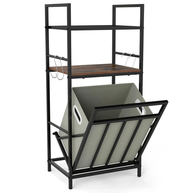 2-Tier Laundry Hamper with Tilt-out Basket-Black by DirectDeals