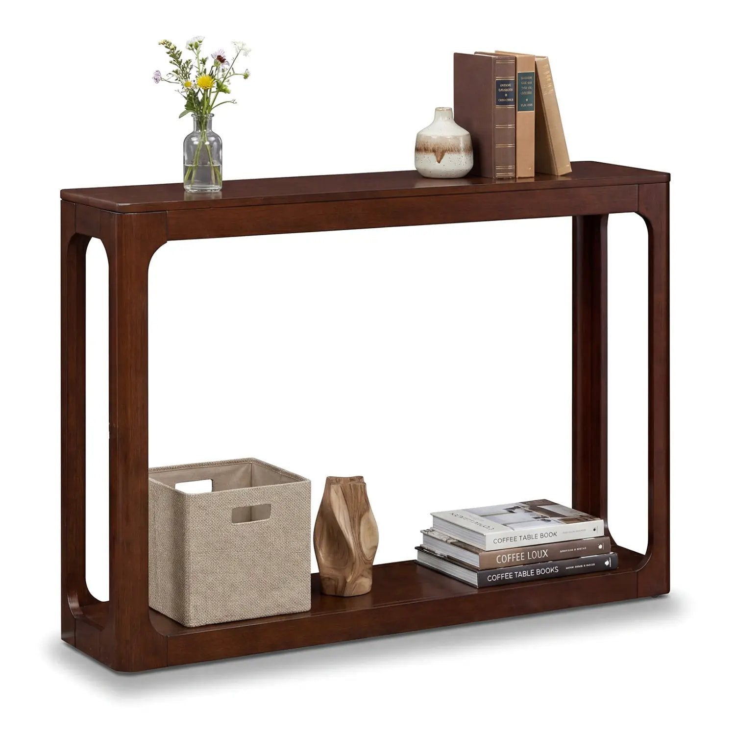 2-Tier Mid Century Wood Console Table with Storage Shelf by DirectDeals