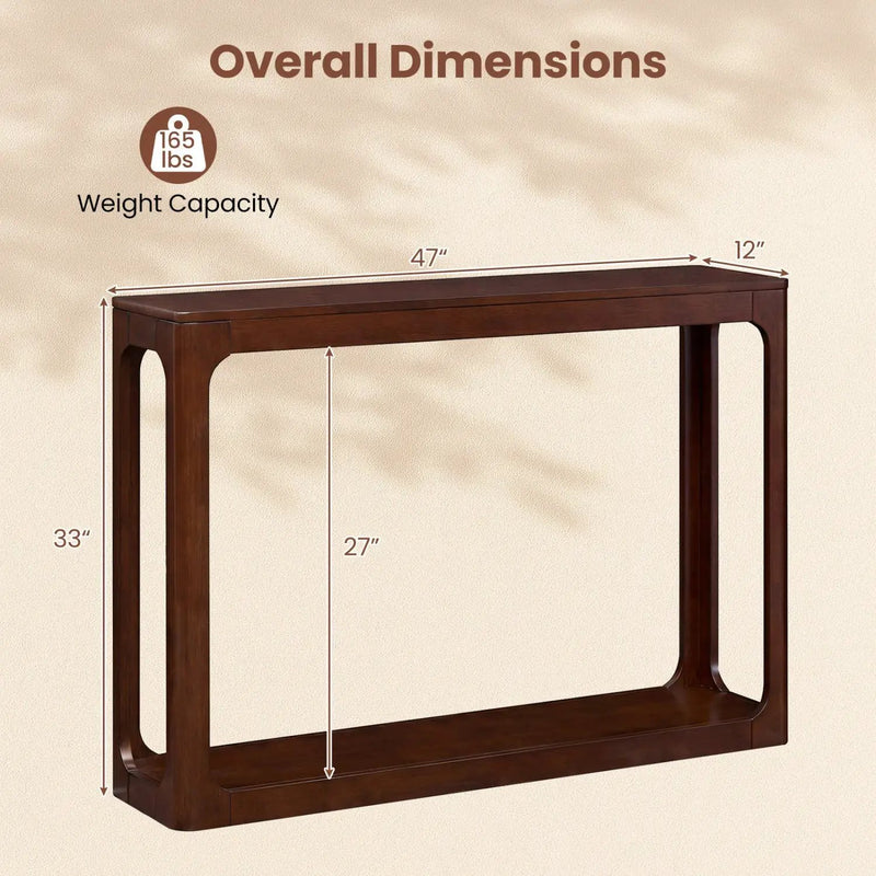 2-Tier Mid Century Wood Console Table with Storage Shelf by DirectDeals