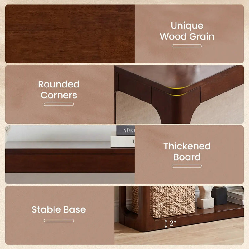 2-Tier Mid Century Wood Console Table with Storage Shelf by DirectDeals