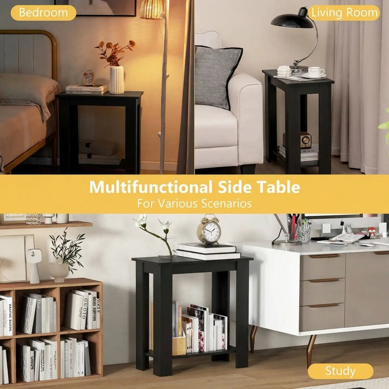 2-Tier Compact End Table with Storage Shelf by DirectDeals