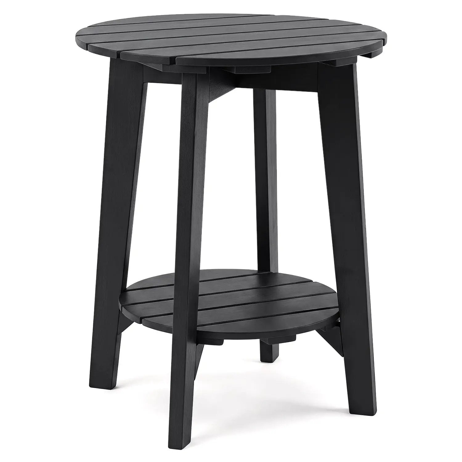 Eucalyptus Wood Outdoor Side Table with Storage Shelf by DirectDeals