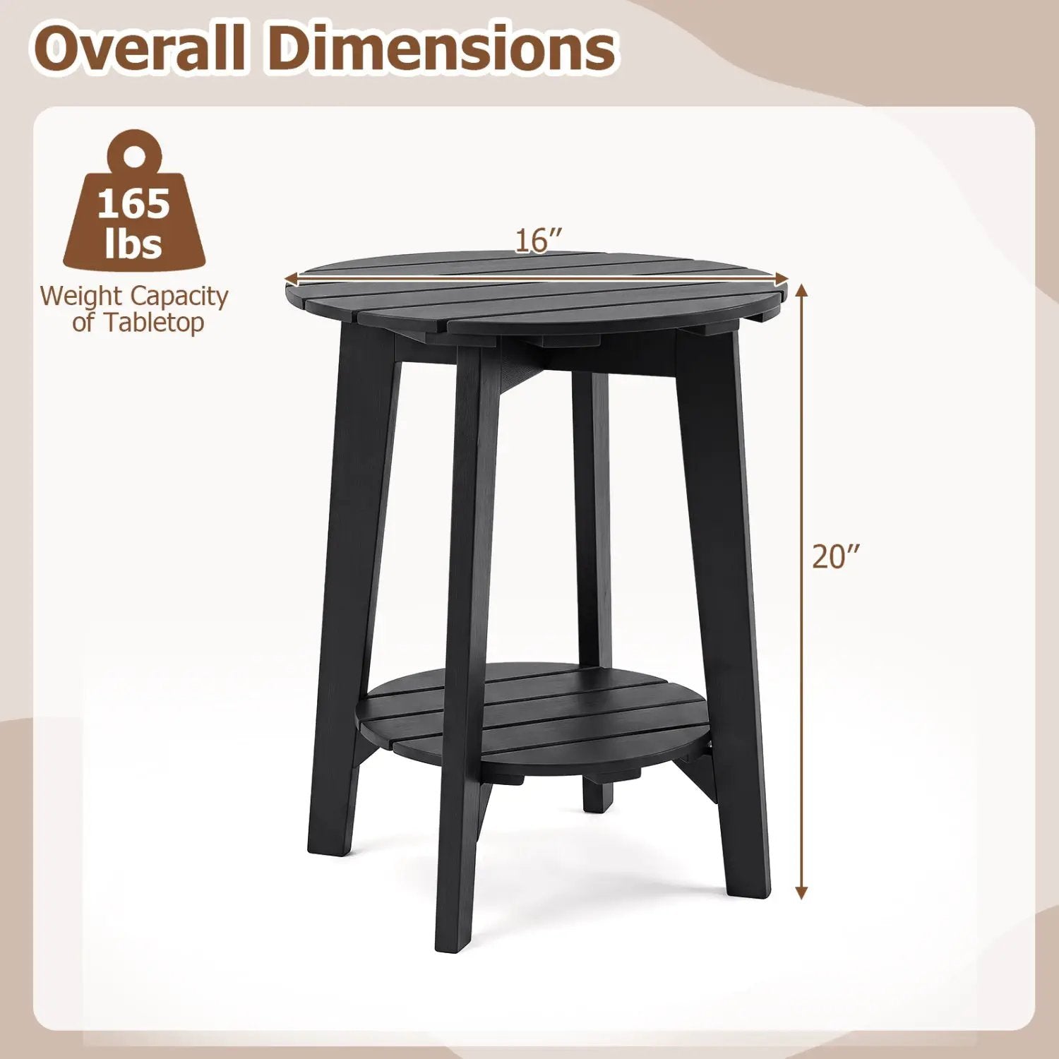 Eucalyptus Wood Outdoor Side Table with Storage Shelf by DirectDeals
