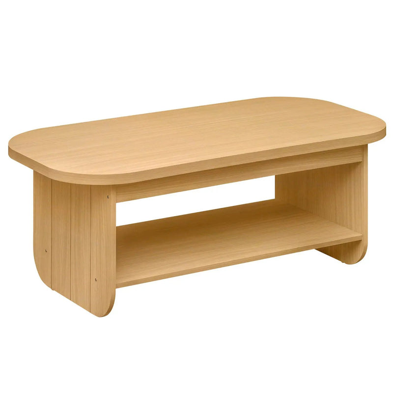 2-Tier Oval Coffee Table for Living Room Mid Century Center Table with Bottom Storage Shelf by DirectDeals
