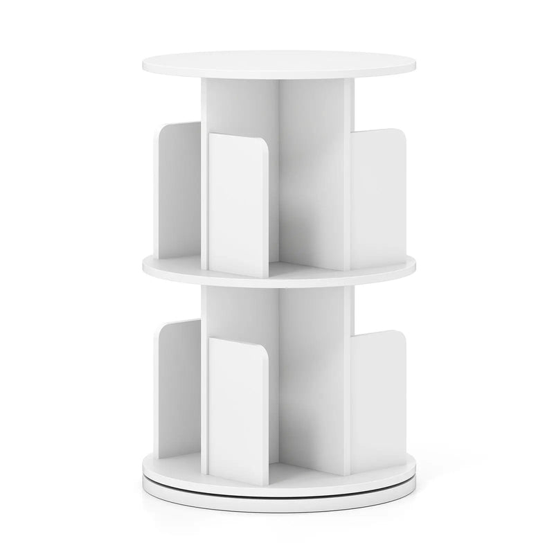 2-Tier Rotating Bookshelf with Dividers and Anti-falling Baffles by DirectDeals