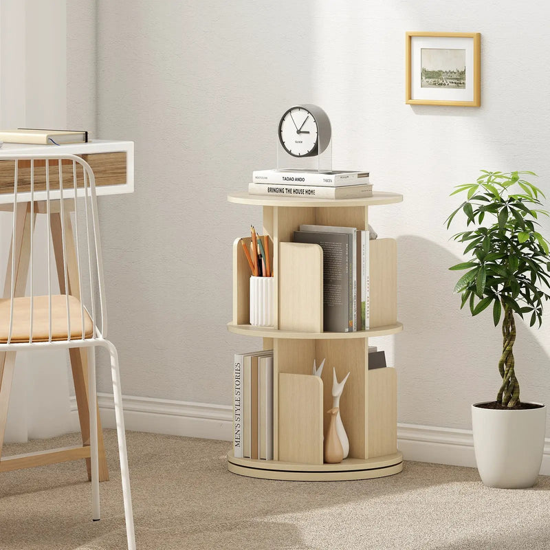 2-Tier Rotating Bookshelf with Dividers and Anti-falling Baffles by DirectDeals